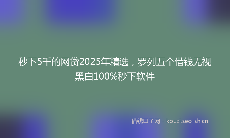 秒下5千的网贷2025年精选，罗列五个借钱无视黑白100%秒下软件