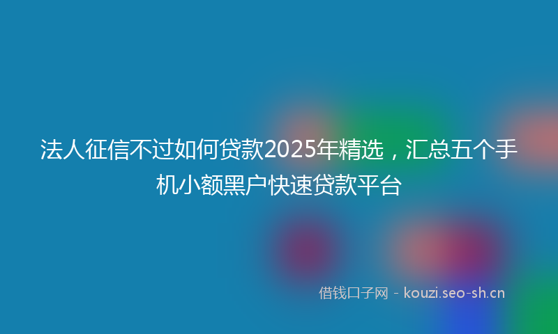 法人征信不过如何贷款2025年精选，汇总五个手机小额黑户快速贷款平台