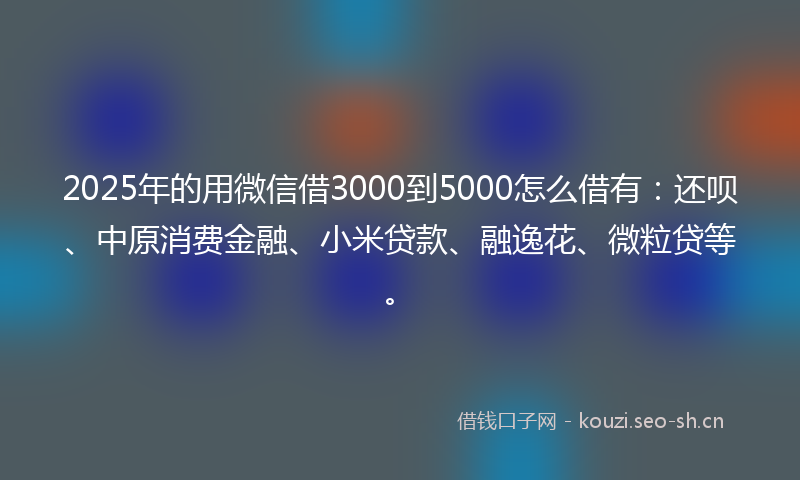 2025年的用微信借3000到5000怎么借有：还呗、中原消费金融、小米贷款、融逸花、微粒贷等。