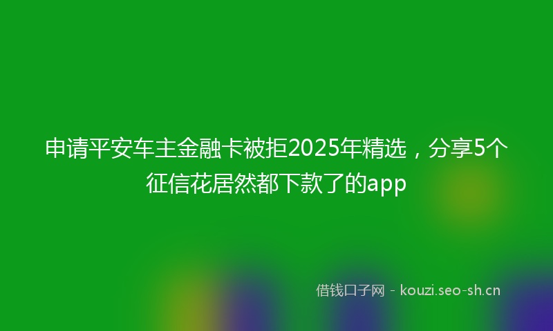 申请平安车主金融卡被拒2025年精选，分享5个征信花居然都下款了的app