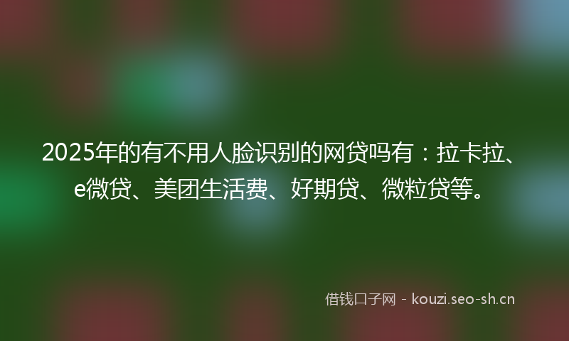 2025年的有不用人脸识别的网贷吗有：拉卡拉、e微贷、美团生活费、好期贷、微粒贷等。