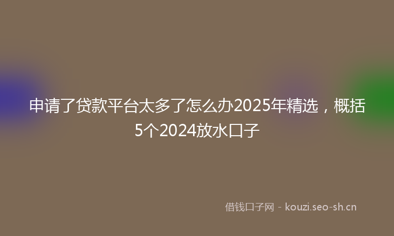 申请了贷款平台太多了怎么办2025年精选，概括5个2024放水口子