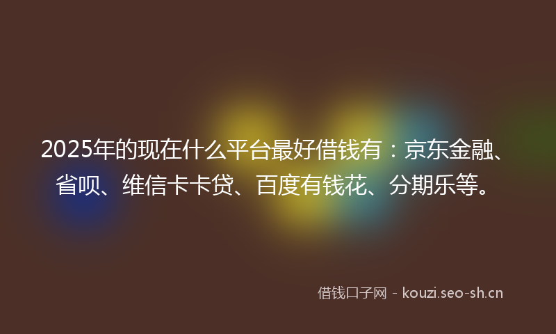 2025年的现在什么平台最好借钱有：京东金融、省呗、维信卡卡贷、百度有钱花、分期乐等。