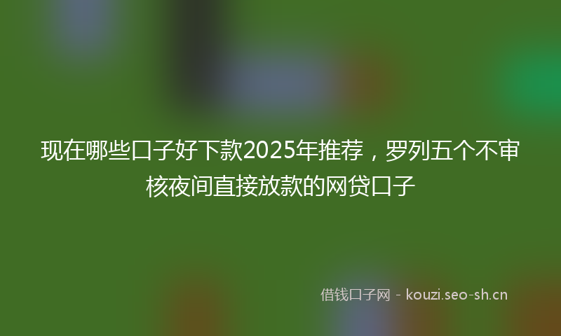现在哪些口子好下款2025年推荐，罗列五个不审核夜间直接放款的网贷口子