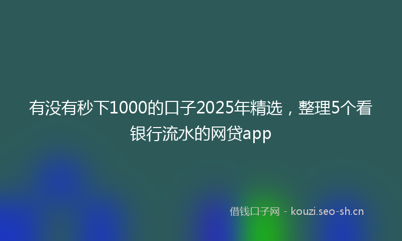 有没有秒下1000的口子2025年精选，整理5个看银行流水的网贷app