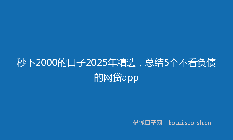 秒下2000的口子2025年精选，总结5个不看负债的网贷app