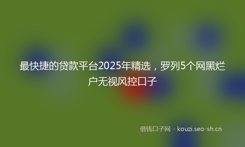 最快捷的贷款平台2025年精选，罗列5个网黑烂户无视风控口子