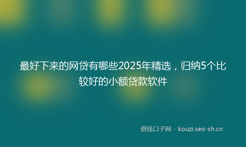 最好下来的网贷有哪些2025年精选，归纳5个比较好的小额贷款软件