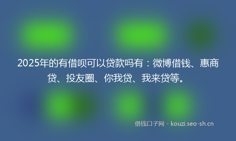 2025年的有借呗可以贷款吗有：微博借钱、惠商贷、投友圈、你我贷、我来贷等。