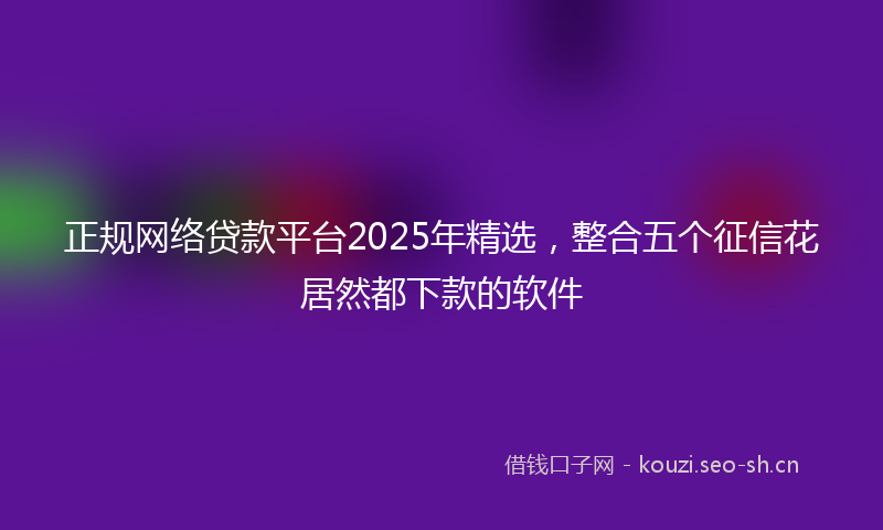 正规网络贷款平台2025年精选，整合五个征信花居然都下款的软件