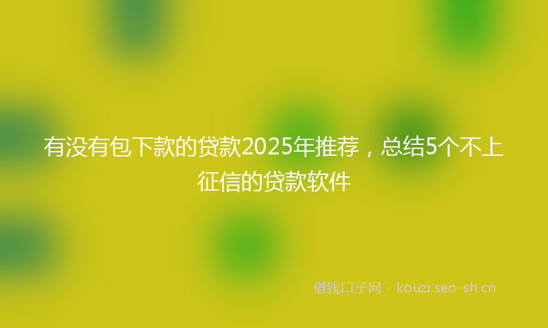 有没有包下款的贷款2025年推荐，总结5个不上征信的贷款软件