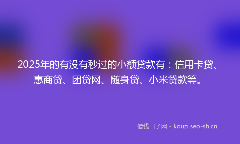 2025年的有没有秒过的小额贷款有：信用卡贷、惠商贷、团贷网、随身贷、小米贷款等。
