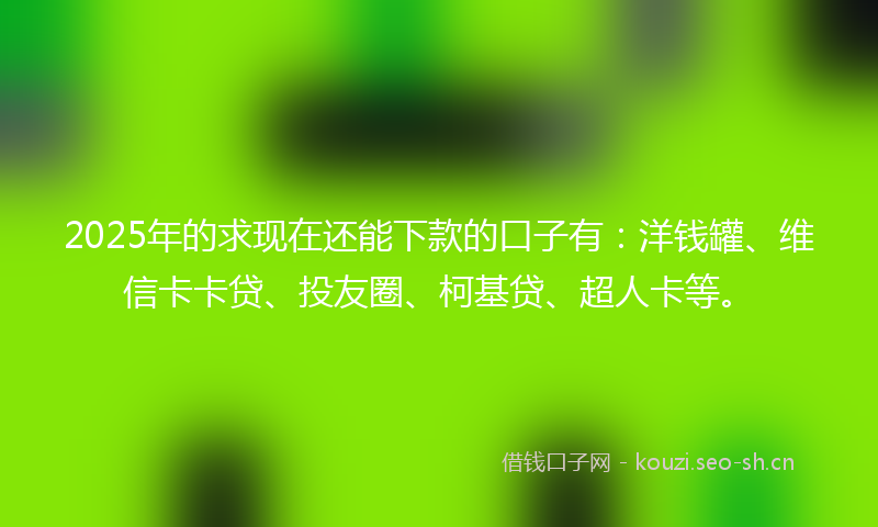 2025年的求现在还能下款的口子有：洋钱罐、维信卡卡贷、投友圈、柯基贷、超人卡等。