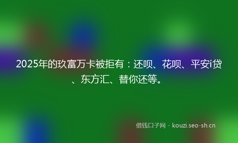 2025年的玖富万卡被拒有：还呗、花呗、平安i贷、东方汇、替你还等。