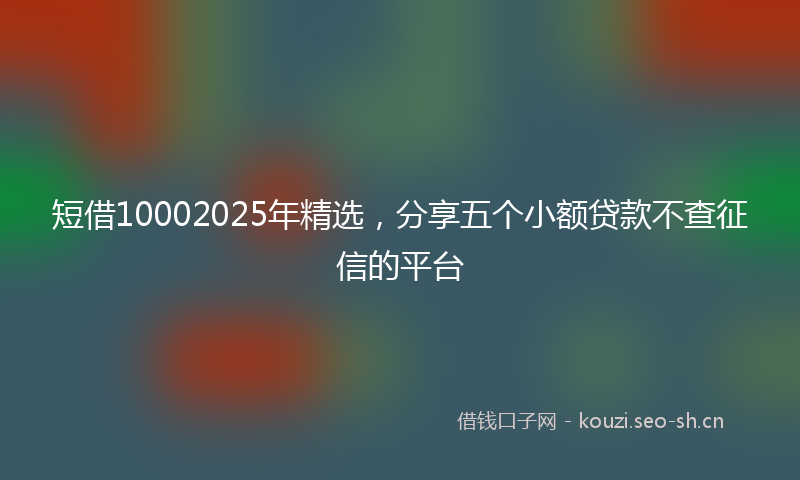 短借10002025年精选，分享五个小额贷款不查征信的平台