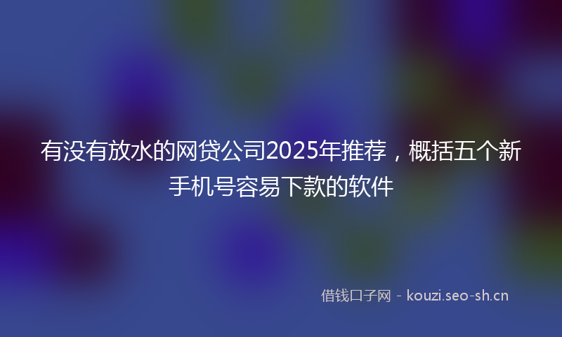 有没有放水的网贷公司2025年推荐，概括五个新手机号容易下款的软件