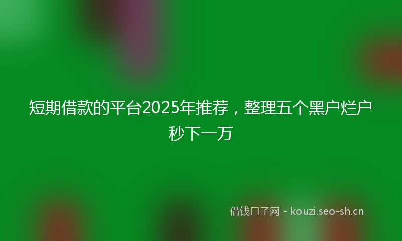 短期借款的平台2025年推荐，整理五个黑户烂户秒下一万