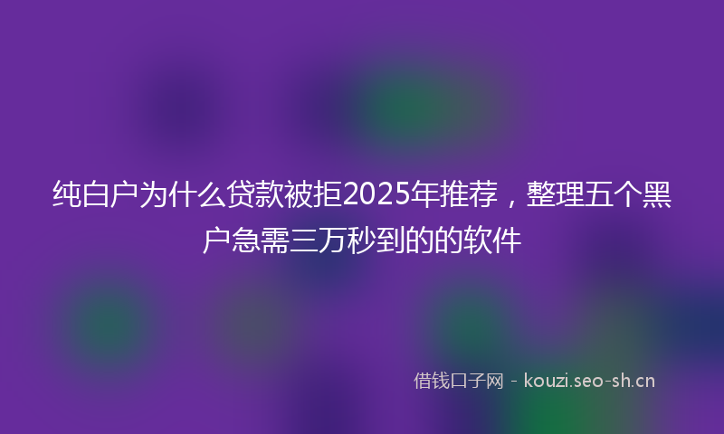 纯白户为什么贷款被拒2025年推荐，整理五个黑户急需三万秒到的的软件