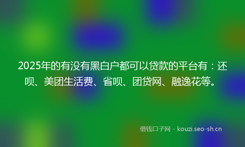 2025年的有没有黑白户都可以贷款的平台有：还呗、美团生活费、省呗、团贷网、融逸花等。