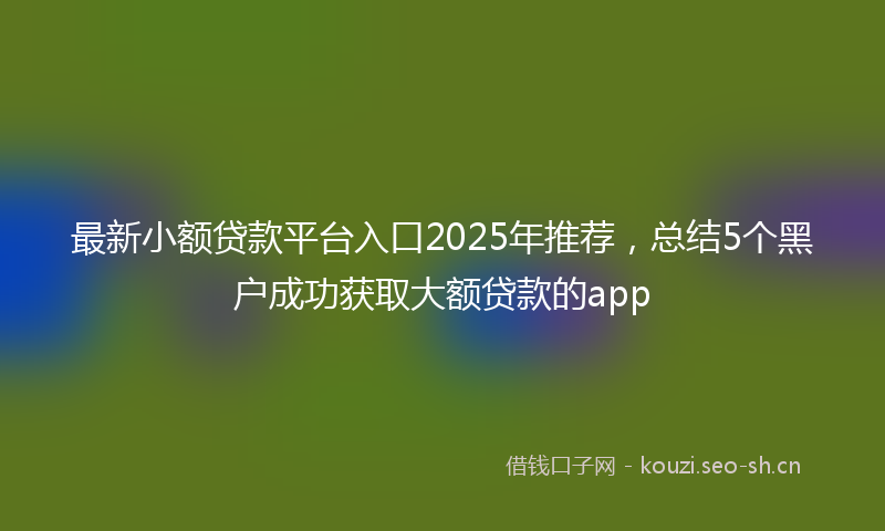 最新小额贷款平台入口2025年推荐，总结5个黑户成功获取大额贷款的app