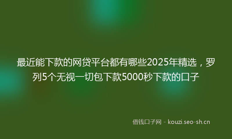 最近能下款的网贷平台都有哪些2025年精选，罗列5个无视一切包下款5000秒下款的口子