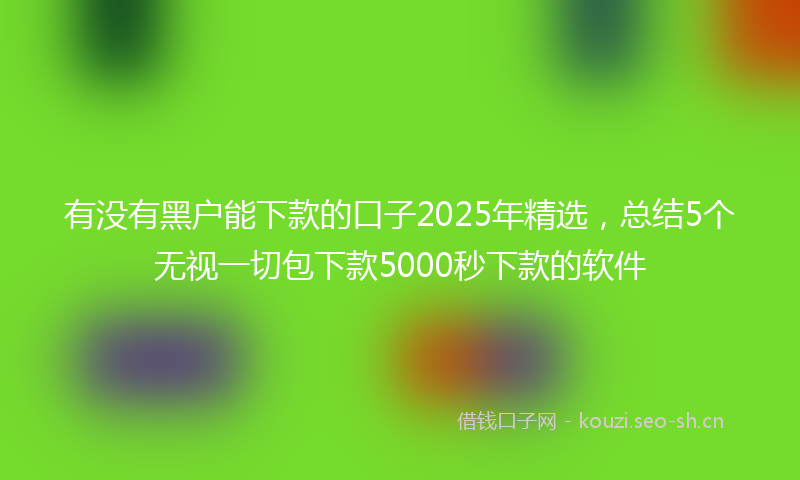 有没有黑户能下款的口子2025年精选，总结5个无视一切包下款5000秒下款的软件