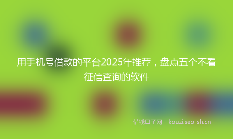 用手机号借款的平台2025年推荐，盘点五个不看征信查询的软件