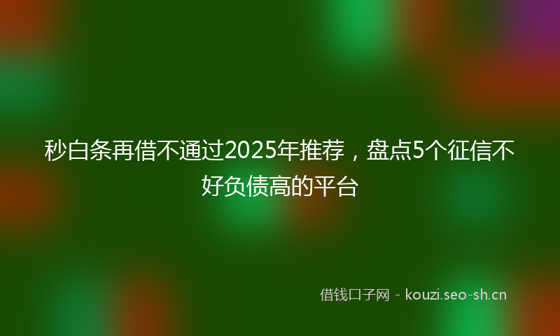 秒白条再借不通过2025年推荐，盘点5个征信不好负债高的平台