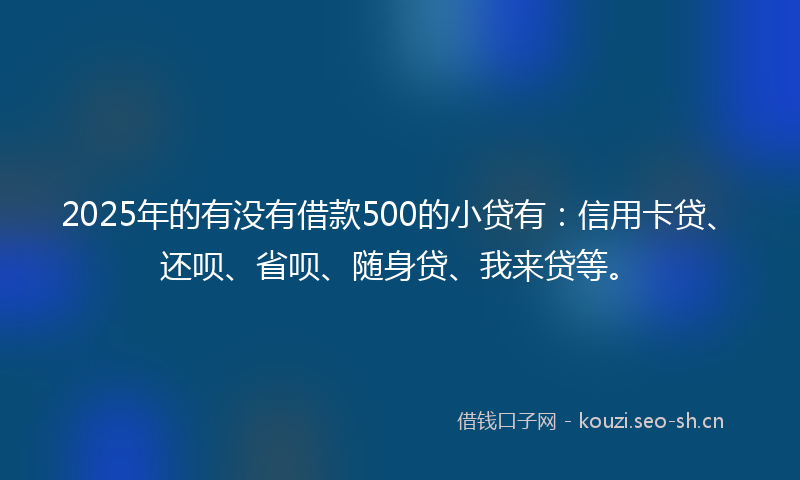 2025年的有没有借款500的小贷有：信用卡贷、还呗、省呗、随身贷、我来贷等。