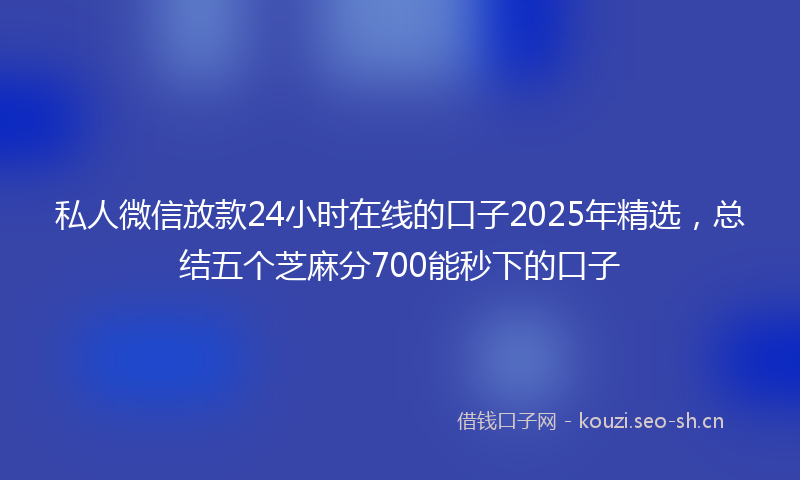 私人微信放款24小时在线的口子2025年精选，总结五个芝麻分700能秒下的口子