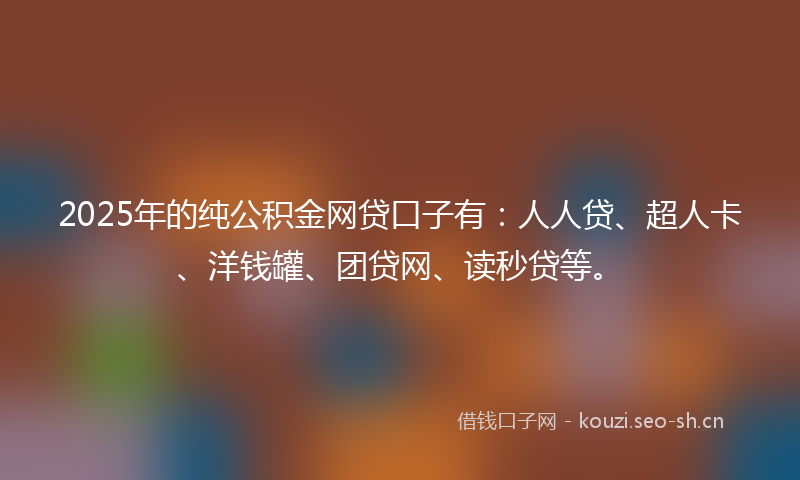 2025年的纯公积金网贷口子有:人人贷、超人卡、洋钱罐、团贷网、读秒贷等。