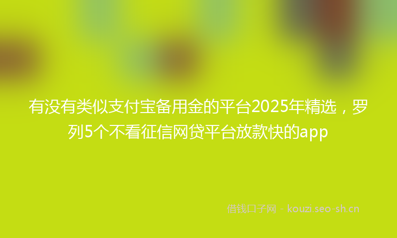 有没有类似支付宝备用金的平台2025年精选，罗列5个不看征信网贷平台放款快的app