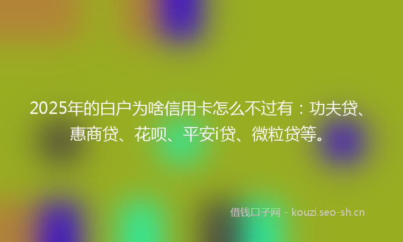 2025年的白户为啥信用卡怎么不过有：功夫贷、惠商贷、花呗、平安i贷、微粒贷等。
