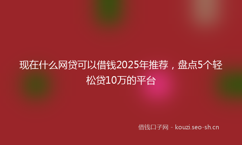 现在什么网贷可以借钱2025年推荐，盘点5个轻松贷10万的平台