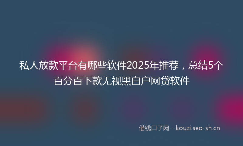 私人放款平台有哪些软件2025年推荐，总结5个百分百下款无视黑白户网贷软件