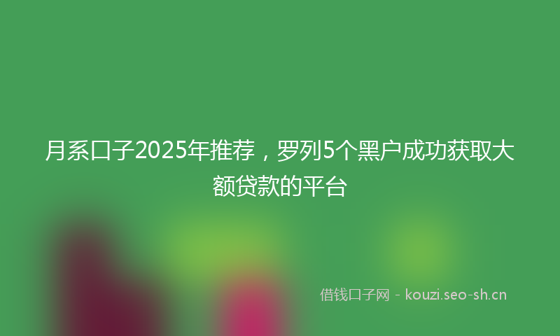月系口子2025年推荐，罗列5个黑户成功获取大额贷款的平台