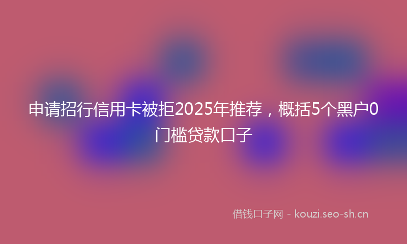 申请招行信用卡被拒2025年推荐，概括5个黑户0门槛贷款口子