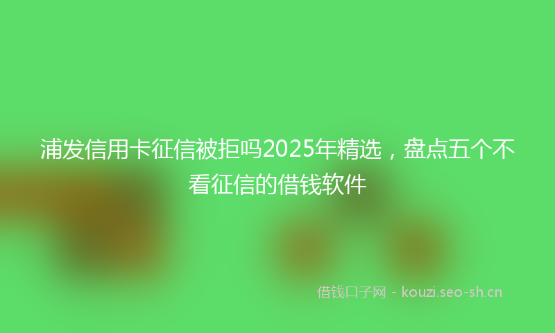 浦发信用卡征信被拒吗2025年精选，盘点五个不看征信的借钱软件