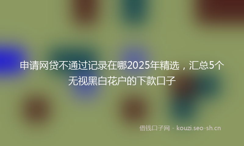 申请网贷不通过记录在哪2025年精选,汇总5个无视黑白花户的下款口子