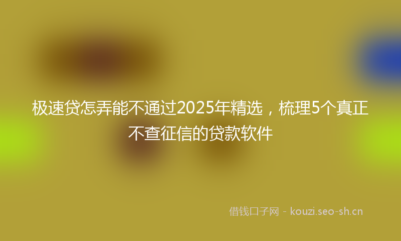 极速贷怎弄能不通过2025年精选，梳理5个真正不查征信的贷款软件
