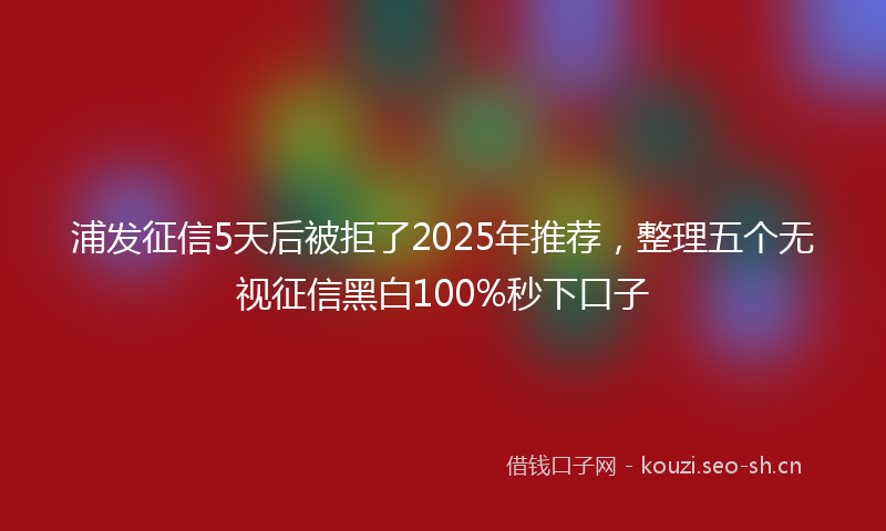 浦发征信5天后被拒了2025年推荐，整理五个无视征信黑白100%秒下口子