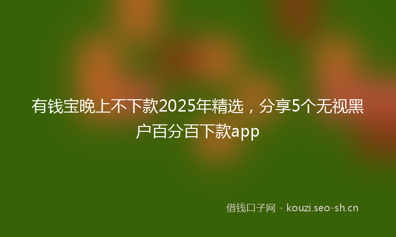 有钱宝晚上不下款2025年精选，分享5个无视黑户百分百下款app
