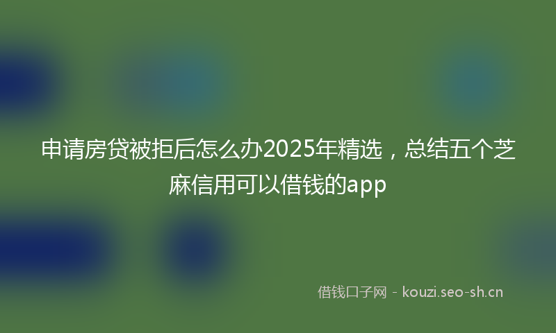 申请房贷被拒后怎么办2025年精选，总结五个芝麻信用可以借钱的app
