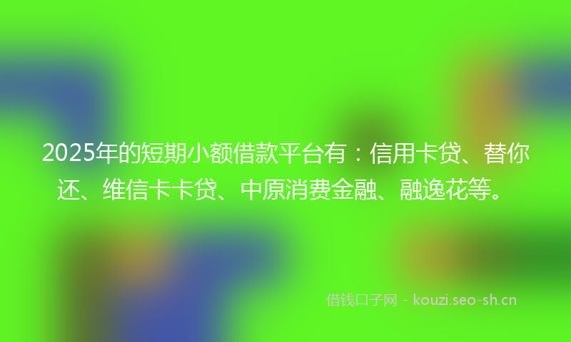 2025年的短期小额借款平台有：信用卡贷、替你还、维信卡卡贷、中原消费金融、融逸花等。
