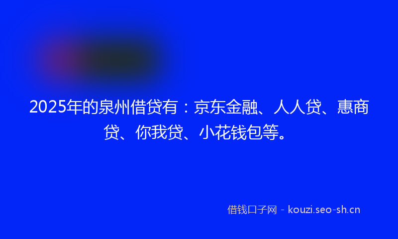 2025年的泉州借贷有：京东金融、人人贷、惠商贷、你我贷、小花钱包等。