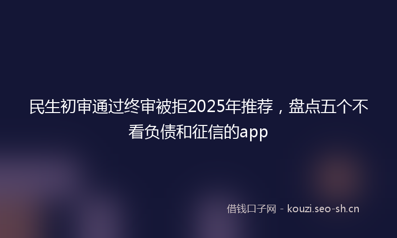民生初审通过终审被拒2025年推荐，盘点五个不看负债和征信的app
