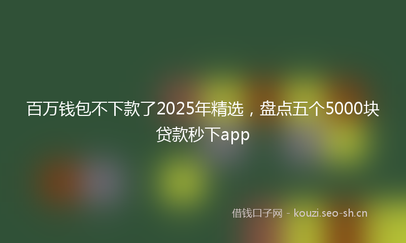 百万钱包不下款了2025年精选，盘点五个5000块贷款秒下app
