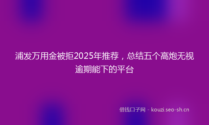 浦发万用金被拒2025年推荐，总结五个高炮无视逾期能下的平台