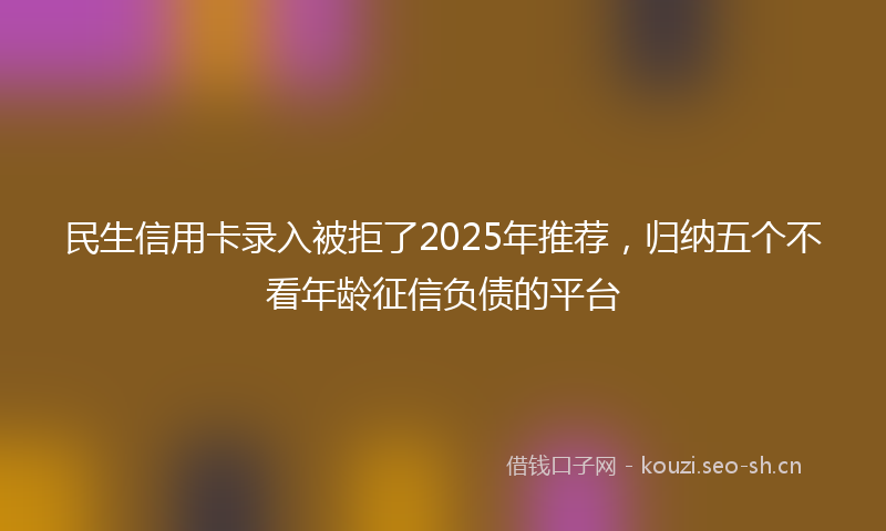 民生信用卡录入被拒了2025年推荐，归纳五个不看年龄征信负债的平台