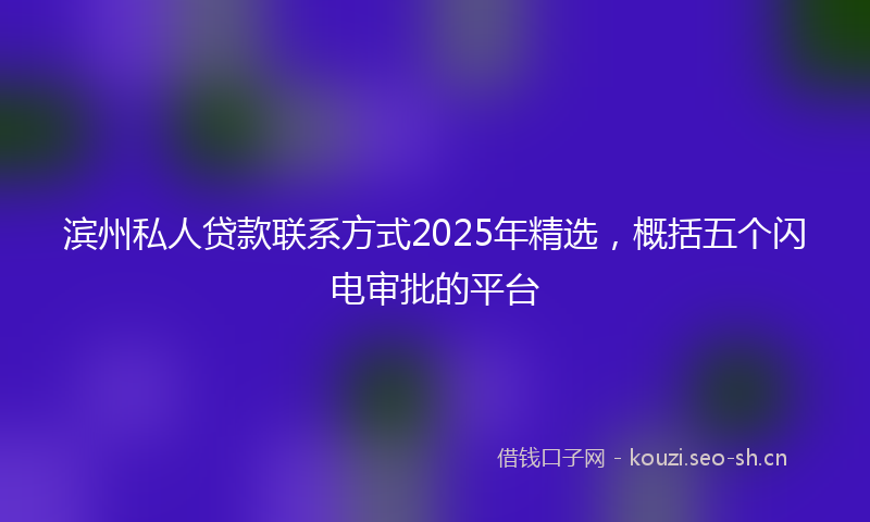 滨州私人贷款联系方式2025年精选，概括五个闪电审批的平台